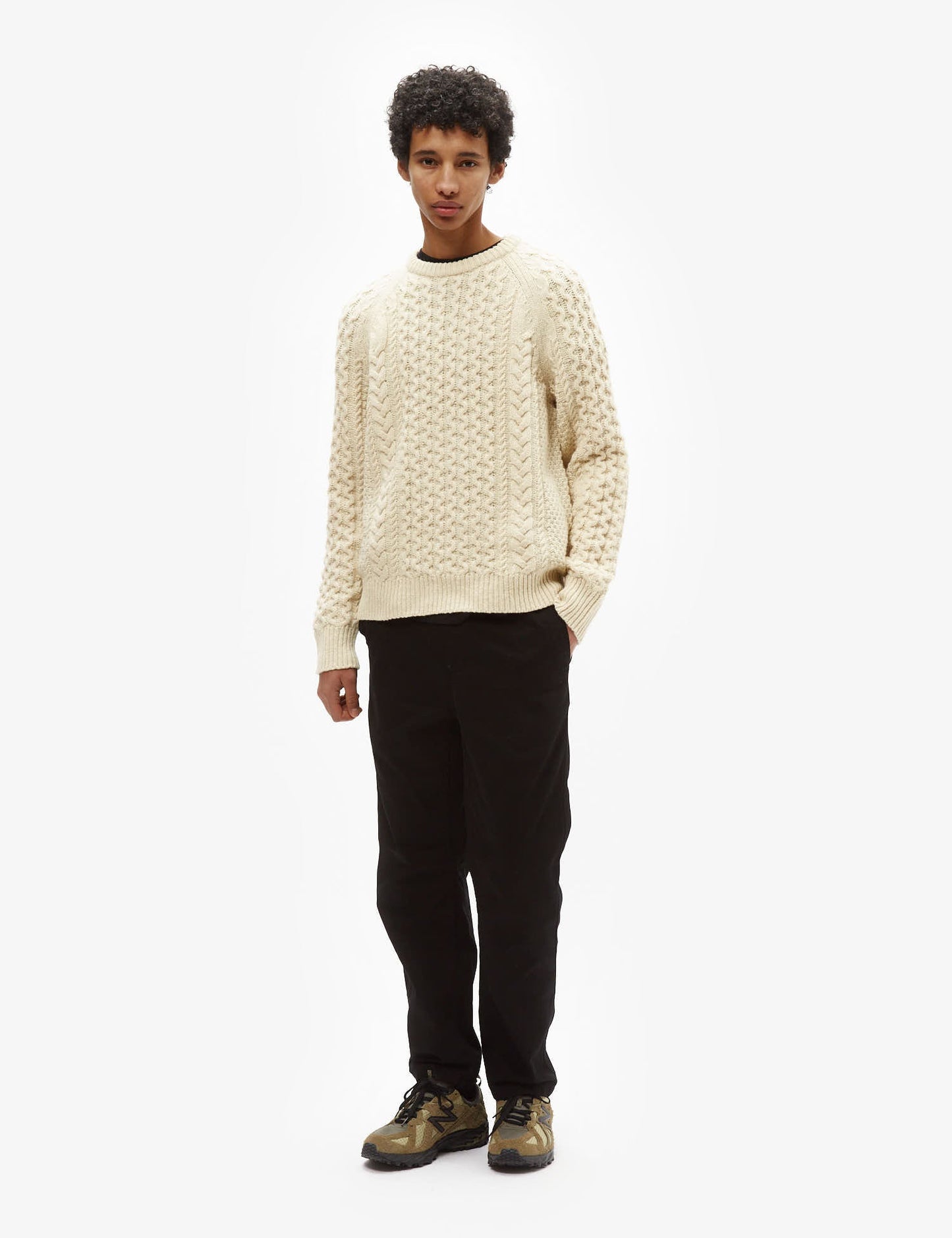 Pata Cable Knit Sweatshirt (Wool Blend) - Natural