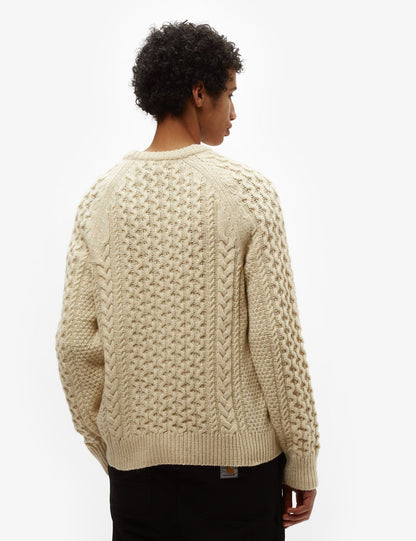 Pata Cable Knit Sweatshirt (Wool Blend) - Natural